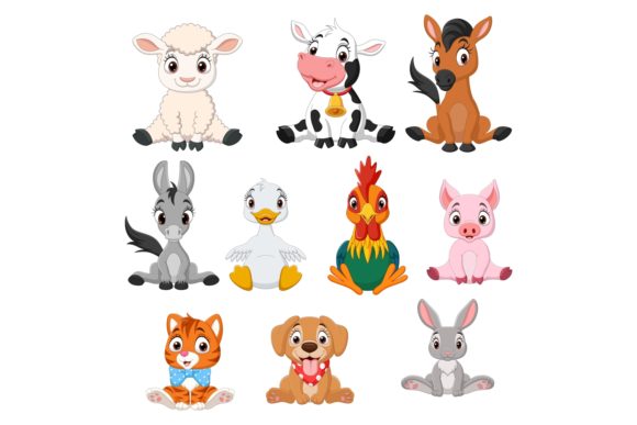 Cartoon Baby Farm Animals Bundle: A Review for Graphics and Illustrations