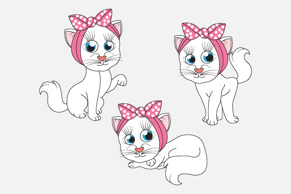 Funny White Cat Graphics for Modern Illustrations