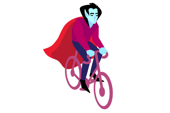Vampire Riding a Bicycle for Crafts and Halloween